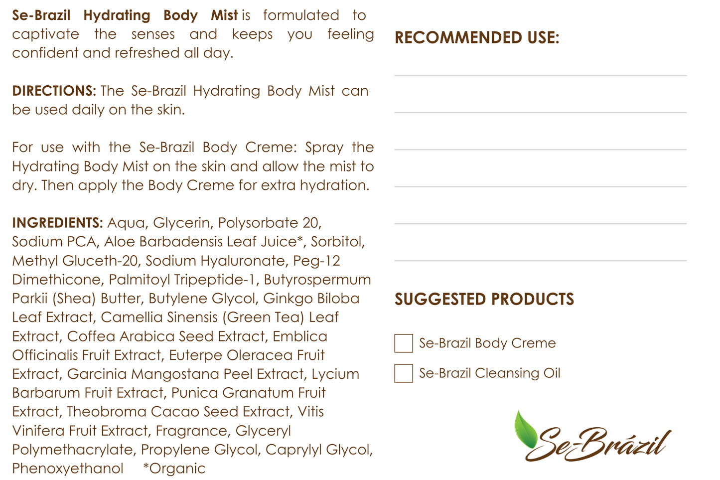 Se-Brazil Hydrating Mist